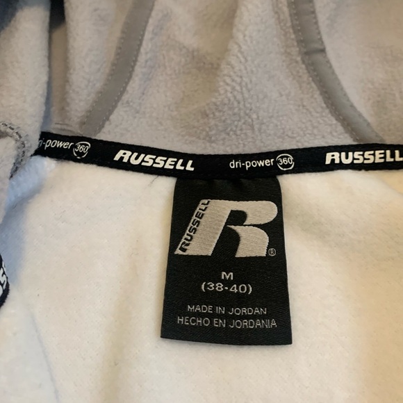Russell Dri-Power 360 Full-Zip Hoodie Sweatshirt White/Gray Size M - Picture 3 of 7